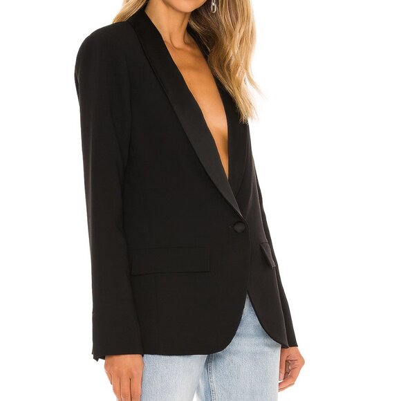 Amanda Uprichard Jane Blazer Jacket in Black - Small S Revolve - Picture 2 of 8